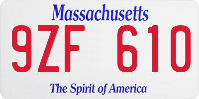 MA license plate 9ZF610