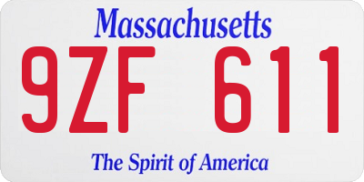 MA license plate 9ZF611