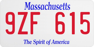 MA license plate 9ZF615