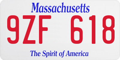 MA license plate 9ZF618