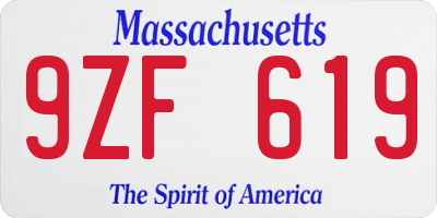 MA license plate 9ZF619