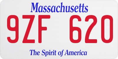 MA license plate 9ZF620
