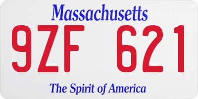 MA license plate 9ZF621