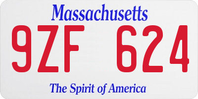 MA license plate 9ZF624