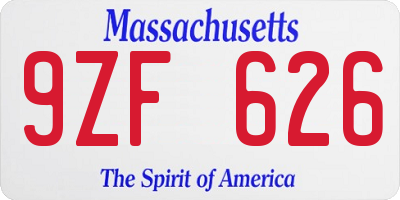 MA license plate 9ZF626