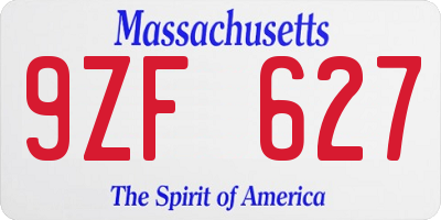 MA license plate 9ZF627