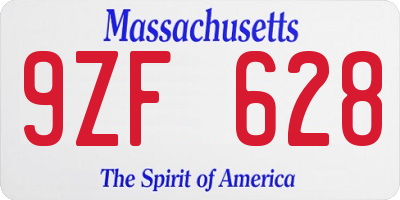 MA license plate 9ZF628