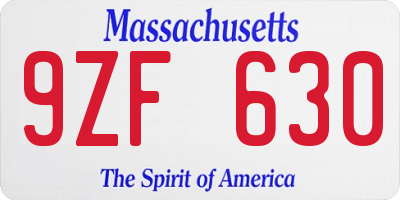 MA license plate 9ZF630