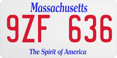 MA license plate 9ZF636