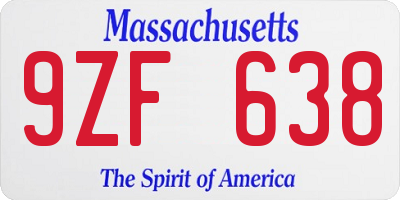 MA license plate 9ZF638