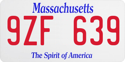 MA license plate 9ZF639