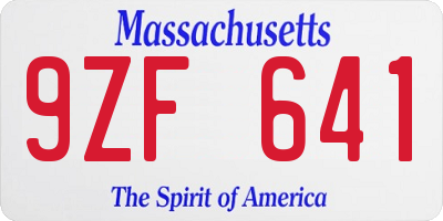 MA license plate 9ZF641