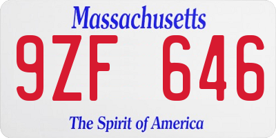 MA license plate 9ZF646