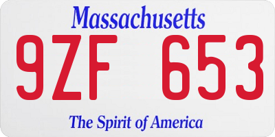 MA license plate 9ZF653