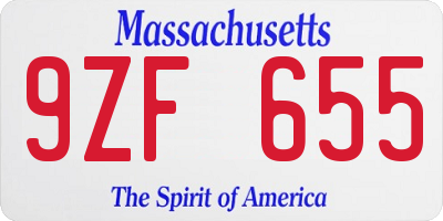 MA license plate 9ZF655