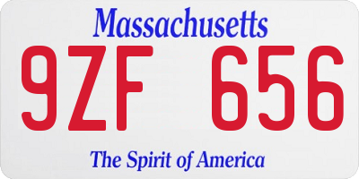 MA license plate 9ZF656