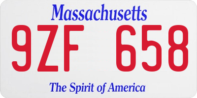 MA license plate 9ZF658