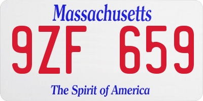 MA license plate 9ZF659