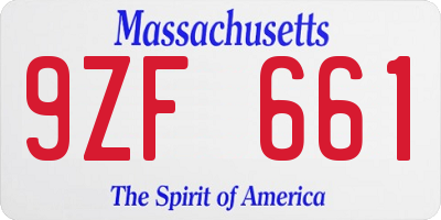 MA license plate 9ZF661
