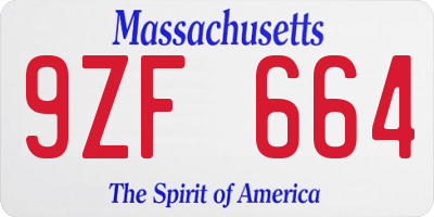 MA license plate 9ZF664