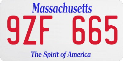 MA license plate 9ZF665