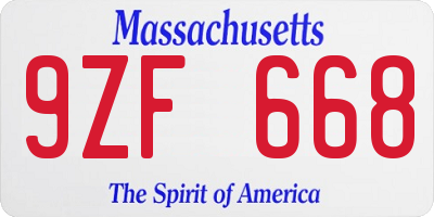 MA license plate 9ZF668