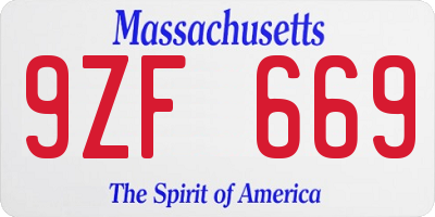 MA license plate 9ZF669