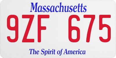 MA license plate 9ZF675