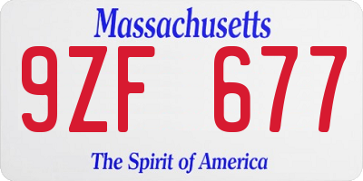 MA license plate 9ZF677