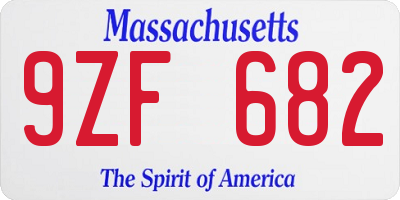 MA license plate 9ZF682