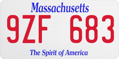 MA license plate 9ZF683
