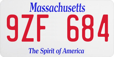 MA license plate 9ZF684