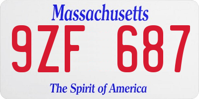 MA license plate 9ZF687