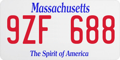 MA license plate 9ZF688