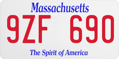 MA license plate 9ZF690