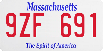 MA license plate 9ZF691