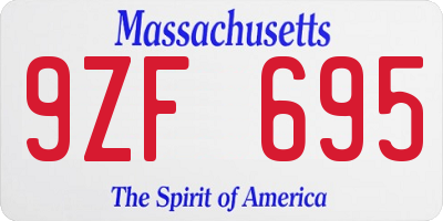 MA license plate 9ZF695