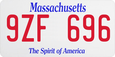 MA license plate 9ZF696