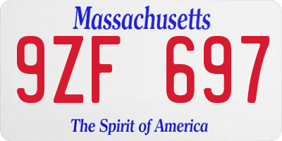 MA license plate 9ZF697