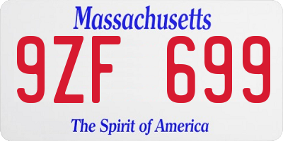 MA license plate 9ZF699