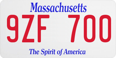 MA license plate 9ZF700