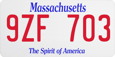 MA license plate 9ZF703