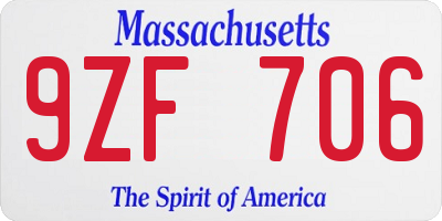 MA license plate 9ZF706