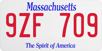 MA license plate 9ZF709