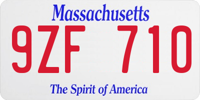 MA license plate 9ZF710