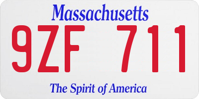 MA license plate 9ZF711