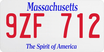 MA license plate 9ZF712