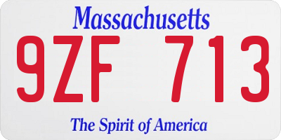 MA license plate 9ZF713