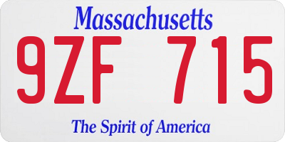 MA license plate 9ZF715