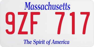 MA license plate 9ZF717